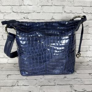 BRIGHTON Cherie Soft Shoulder Bag French Blue Patent Croco-Embossed Leather